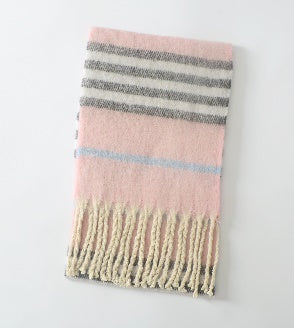 3 Assorted Check Print Blanket Scarf with Tassels (Pack of 12)