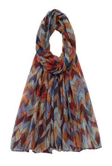 3 Assorted Zig Zag Print Scarves (Pack of 12)