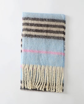 3 Assorted Check Print Blanket Scarf with Tassels (Pack of 12)