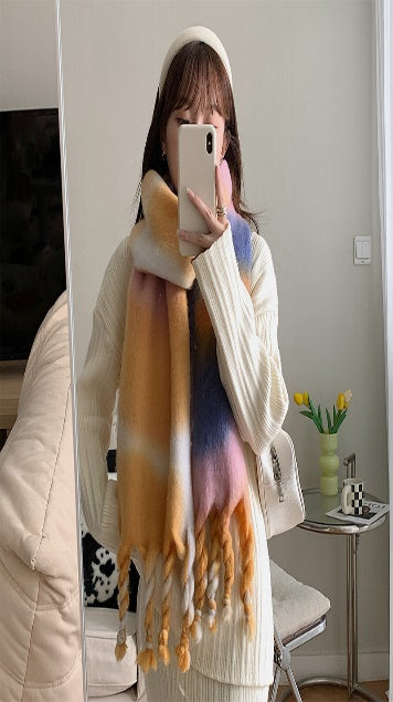 3 Assorted Abstract Print Blanket Scarf with Chunky Tassels (Pack of 12)