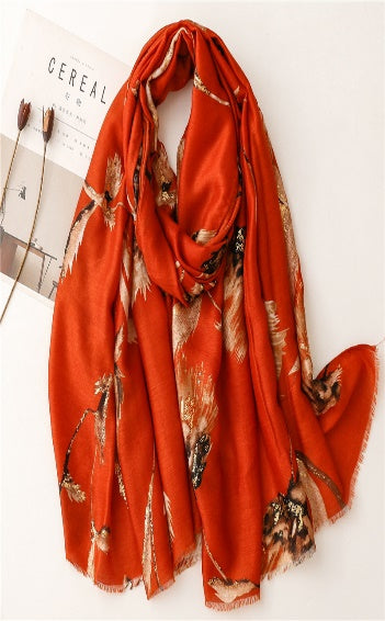 3 Assorted Lux Viscose Bird with Gold Foil Scarf (Pack of 12)